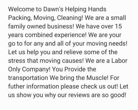 Dawn's Helping Hands LLC Packing Moving Services profile image