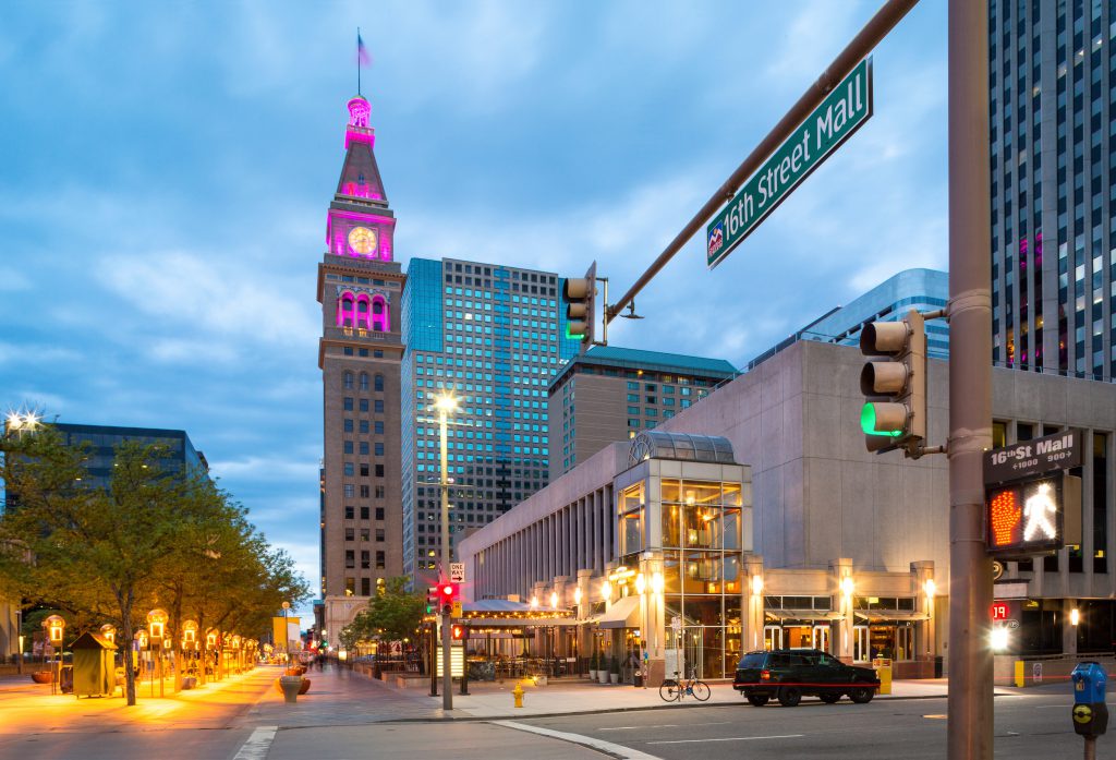 The Daniels & Fisher Tower is a historic landmark located in the middle of downtown Denver. 16th Street Mall and the rest of Denver’s downtown area is walkable for residents.